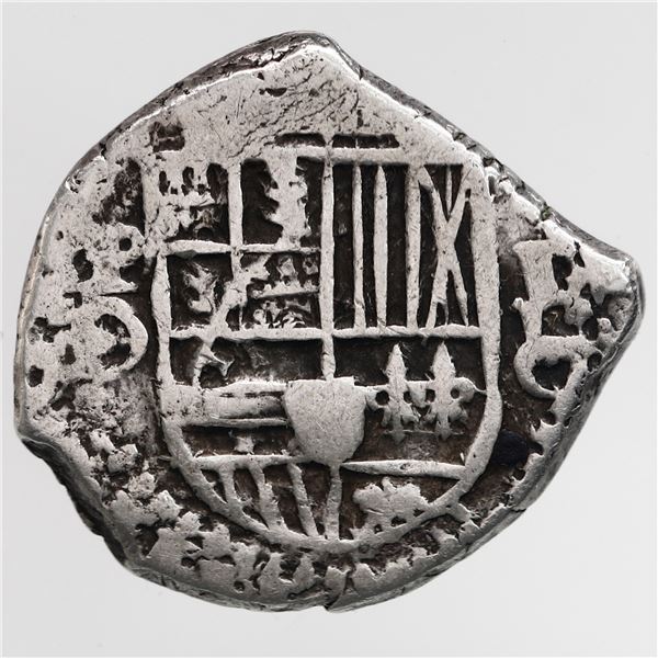 Potosi, Bolivia, cob 1 real, (1650-1) O, denomination-assayer I-O (no dot) punched over old denomina