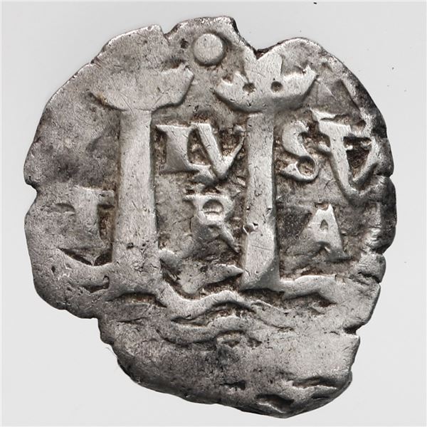 Potosi, Bolivia, cob 1/2 real, (1652) transitional, motto as P-LV-SV / LT-R-A (McLean Type IId), rar