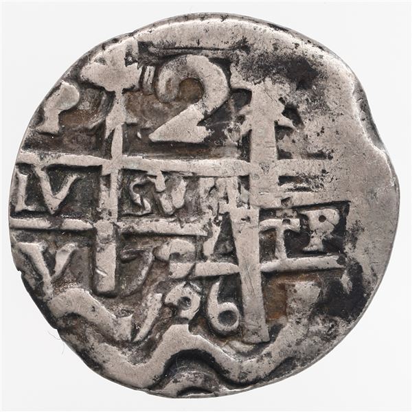 Potosi, Bolivia, cob 2 reales, 1726 Y, Louis I, pseudo-Royal.