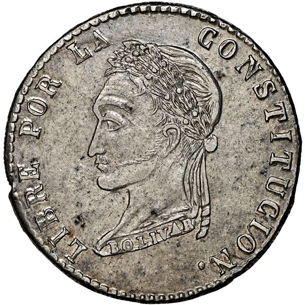 La Paz, Bolivia, 4 soles, 1855 F, La Paz-style head, NGC AU details / cleaned.