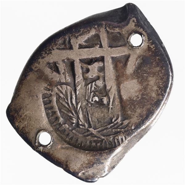 El Salvador, 1 real, arms countermark (Type V, 1869) on pillars side of a Potosi, Bolivia, cob 1 rea