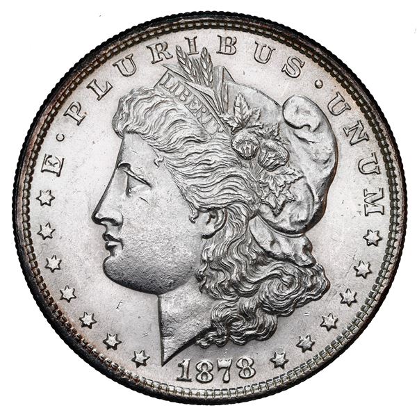 USA (Philadelphia Mint), Morgan dollar, 1878, seven tail feathers, reverse of 1879, NGC UNC details 