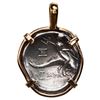 Image 2 : Calabria, Tarentum, AR didrachm, "boy on dolphin," 235-228 BC, mounted in 14K gold bezel with fixed 