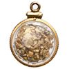 Image 2 : Pinch of natural gold flakes in a clear-plastic capsule-style 14K gold bezel with loop, 2.44 grams t