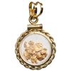 Image 2 : Pinch of natural gold flakes in a clear-plastic capsule-style 14K gold bezel with loop and swivel ba