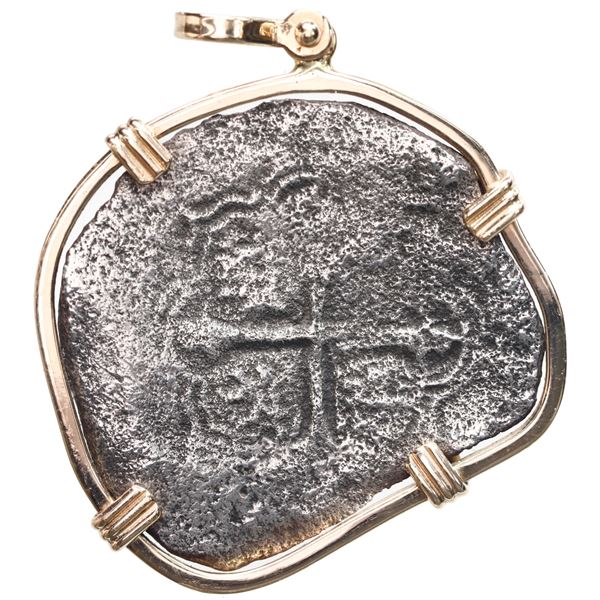 Mexico City, Mexico, cob 8 reales, Philip III, assayer not visible, Grade 3, ex-Atocha (1622), mount