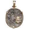 Image 1 : Potosi, Bolivia, cob 4 reales, Philip III, assayer not visible, Grade 2, ex-Atocha, mounted cross-si
