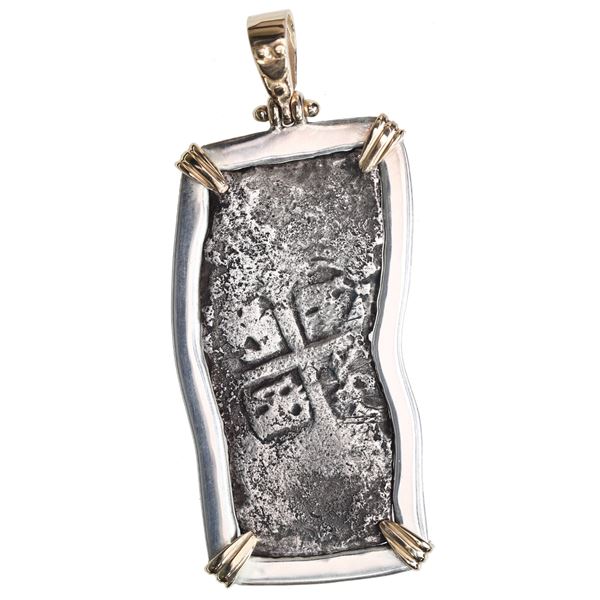 Mexico City, Mexico, cob 8 reales, Philip V, assayer not visible, ex-1715 Fleet, mounted cross-side