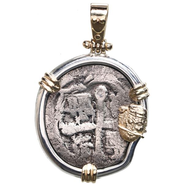 Mexico City, Mexico, cob 4 reales, Philip V, assayer not visible, ex-1715 Fleet, mounted cross-side