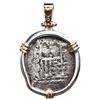 Image 2 : Mexico City, Mexico, cob 4 reales, Philip V, assayer not visible, ex-1715 Fleet, mounted cross-side 