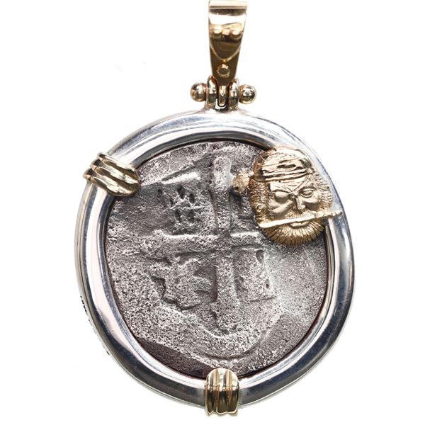 Mexico City, Mexico, cob 4 reales, Philip V, assayer not visible, ex-1715 Fleet, mounted cross-side