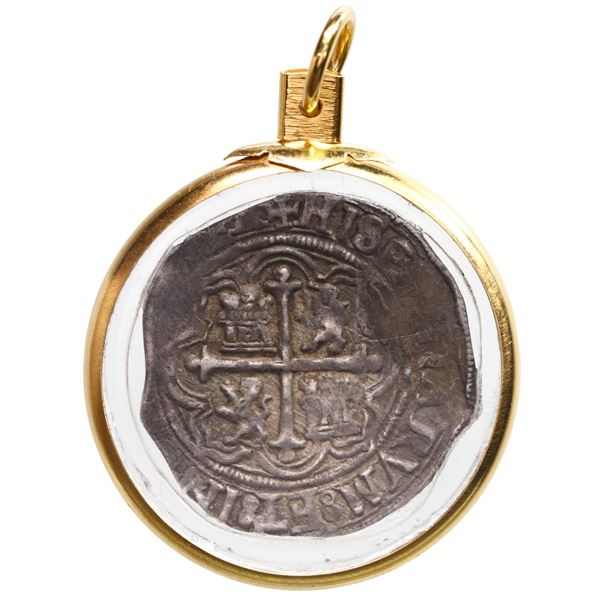 Mexico City, Mexico, 1 real, Philip II, assayer O to right, mintmark oM to left (oM-O), mounted cros