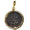 Image 1 : Mexico City, Mexico, cob 1/2 real, 1610/09 F/A, rare, mounted cross-side out in twisted-wire 14K gol
