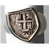 Image 1 : Potosi, Bolivia, cob 1/2 real, Philip V, assayer not visible, mounted cross-side up in silver ring, 