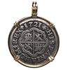 Image 1 : Seville, Spain, milled 1 real, Philip V, 1721 J, mounted in 14K gold bezel with fixed bail.