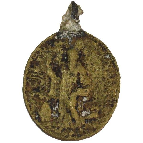 Large, oval, brass religious medallion, ex-1733 Fleet, ex-Meylach.