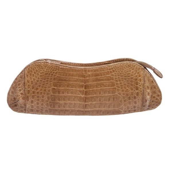 MCM Beige Crocodile Evening Clutch Bag