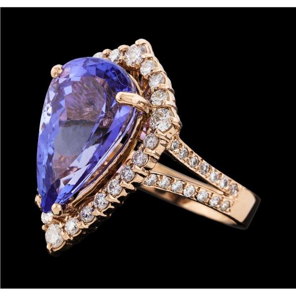 8.62 ctw Tanzanite and Diamond Ring - 14KT Rose Gold