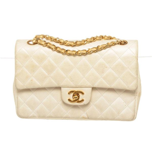 Chanel Beige Lambskin Leather Classic Double Flap Bag