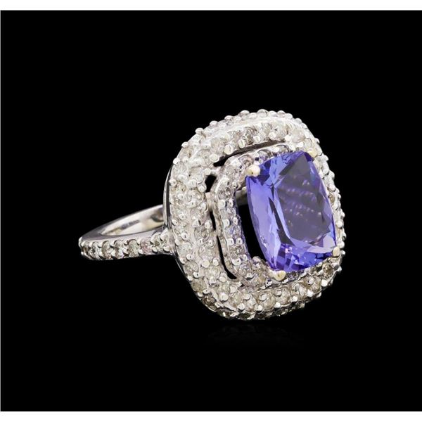 14KT White Gold 3.18 ctw Tanzanite and Diamond Ring