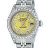 Image 1 : Rolex Ladies Stainless Steel 26MM Yellow String Diamond Lugs Datejust Wristwatch