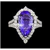 Image 2 : 3.73 ctw Tanzanite and Diamond Ring - 14KT White Gold