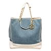 Image 1 : Chanel Blue Denim Canvas Chain Tote Bag