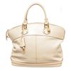 Image 1 : Louis Vuitton White Canvas Leather Lockit MM Satchel Bag