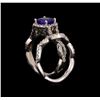 Image 3 : 14KT White Gold 1.22 ctw Tanzanite and Diamond Ring and Guard