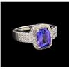 Image 1 : 14KT White Gold 2.08 ctw Tanzanite and Diamond Ring