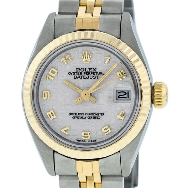 Rolex Ladies 2 Tone Yellow Gold & Stainless Steel Cream Jubilee Datejust