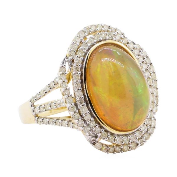 5.05 ctw Opal and Diamond Ring - 14KT Yellow Gold