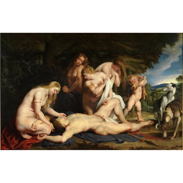 Sir Peter Paul Rubens - The Death of Adonis (with Venus, Cupid, and the Three Gr