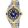 Image 2 : Rolex Ladies Yellow Gold Stainless Steel Blue String Diamond Lugs Datejust Servi