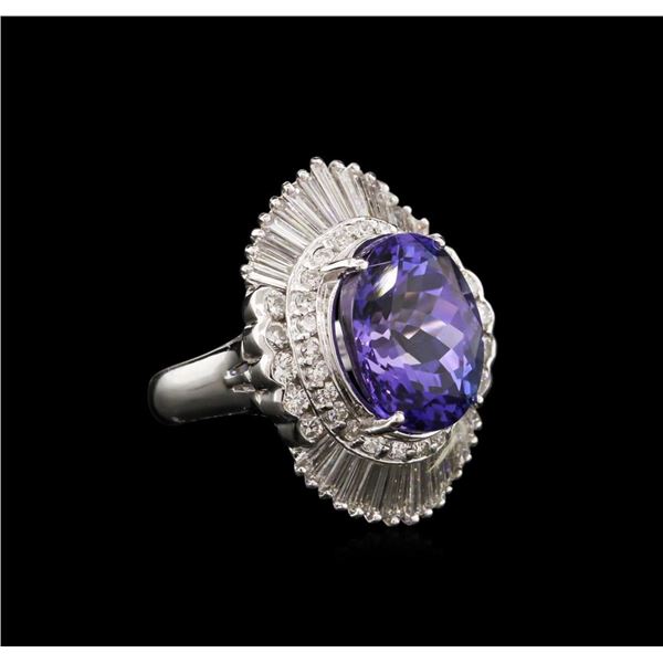 8.96 ctw Tanzanite and Diamond Ring - Platinum