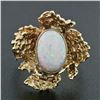 Image 2 : Vintage 14k Gold Oval Opal Solitaire & Nugget Textured Free Form Cocktail Ring