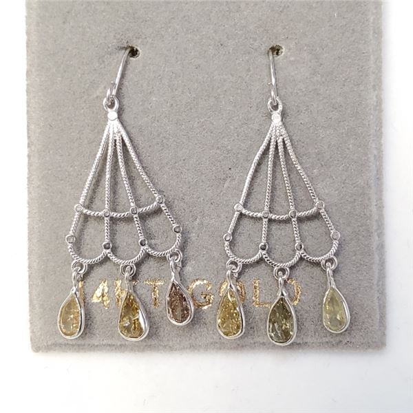 Certified 14K  Diamond(0.93Ct,Si1-Si2,Green) Earrings