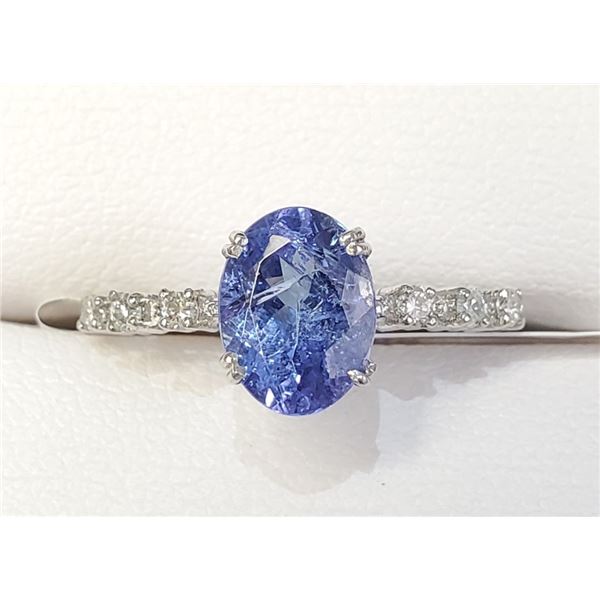 Certified Platinum Natural Tanzanite(1.5ct) Diamond(0.07Ct,I1-I2, G-H) Ring