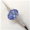 Image 3 : Certified Platinum Natural Tanzanite(1.5ct) Diamond(0.07Ct,I1-I2, G-H) Ring