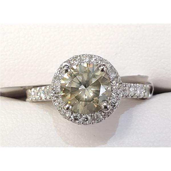 Certified Platinum Diamond(1.05Ct, I1, Green)+0.38Ct Ring