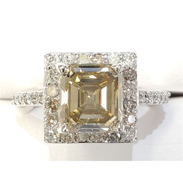 Certified 14K  Diamond(2.35Ct,Vs,Fancy Greenish Brown)+0.3Ct Ring
