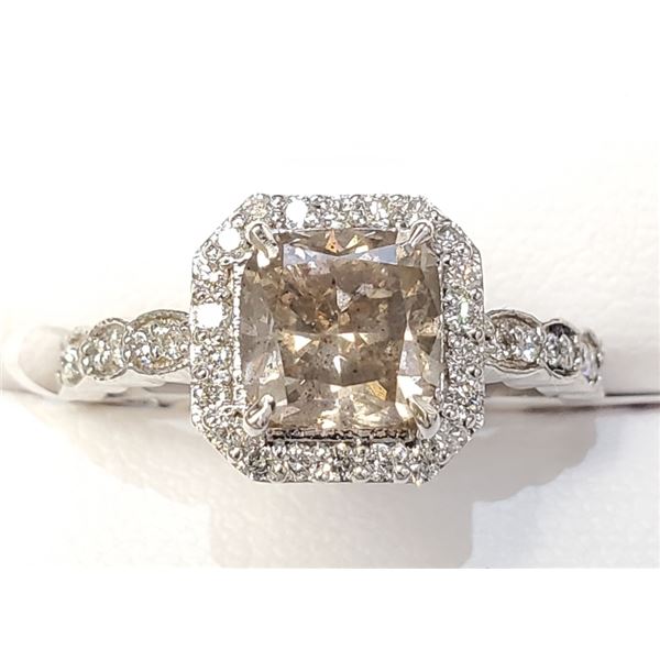 Certified 14K  Diamond(1.95Ct,I1,Light Brown)+0.4Ct Ring