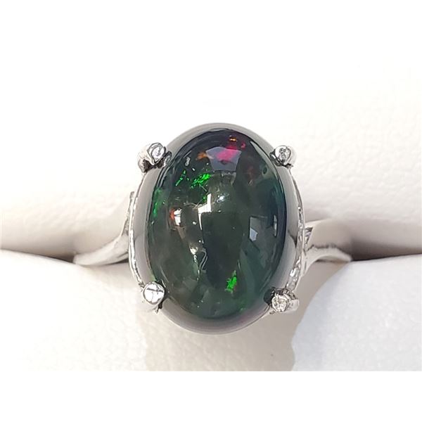 Certified 10K  Black Opal(3ct) Ring