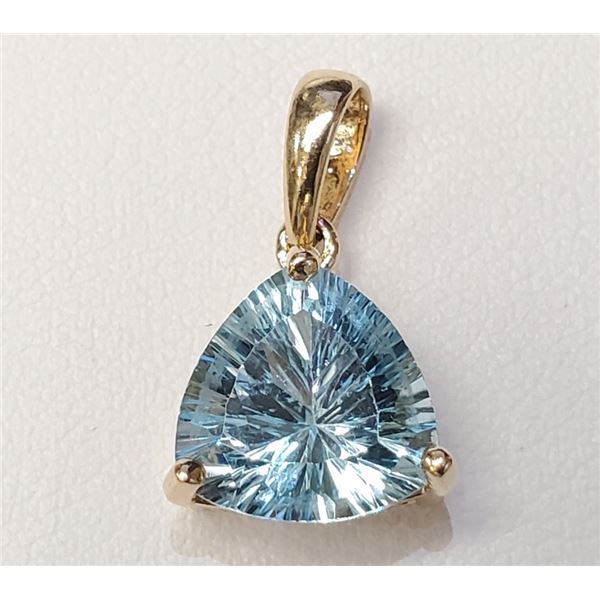$1400 14K  Blue Topaz(3ct) Pendant