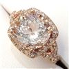 Image 3 : Certified 14K  Morganite(3.55ct) Diamonds(0.45Ct,I1-I2,F-G) Ring