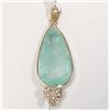 Certified 14K  Emerald-Colombia(11ct) 3 Diamonds(0.31Ct,Si1-Si2,F-G) Pendant