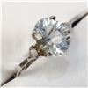 $1600 14K  White Topaz Diamond(0.1ct) Ring