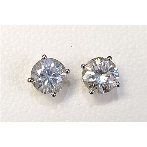 Certified 14K  2 Moissanites(1.28ct) Earrings