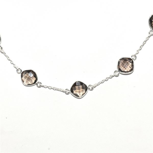 $400 Silver Smokey Quartz(17.3ct) Necklace