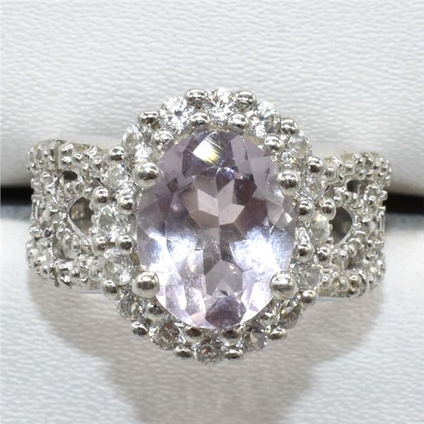 $280 Silver Amethyst Cz(2.7ct) Ring